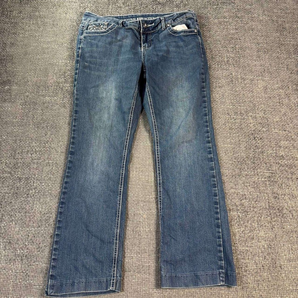 Natural Reflections Bootcut Jeans Womens 30 Medium Wash Embroidered Y2K Blue